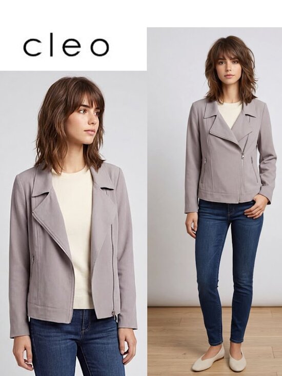 cleo Jackets & Blazers - CLEO - Gray lightweight bomber style jacket